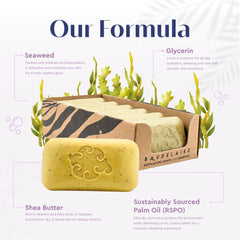 Baudelaire Sea Loofa Bar seaweed particles provide delicate exfoliation