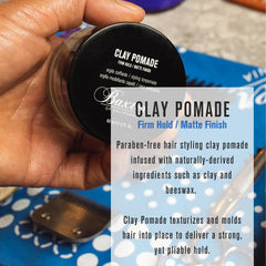 Texture demonstration with Baxter of California Clay Pomade for definition