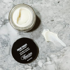 A tiny dollop of Baxter of California Cream Pomade for smooth texture.