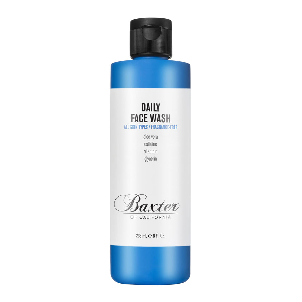 Baxter of California Daily Face Wash bottle, fragrance-free formula for all skin types.