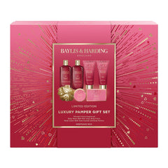 Baylis & Harding Midnight Cherry body wash bottle for a refreshing shower.