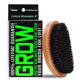 GROW beard brush by BBS Best Beard Stuff with natural boar bristles for fuller-looking facial hair.