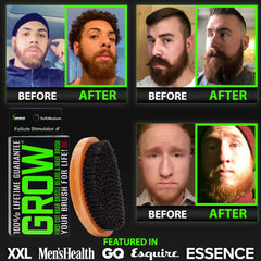 GROW Brush palm-fit curved handle for comfortable, controlled grooming by BBS Best Beard Stuff.