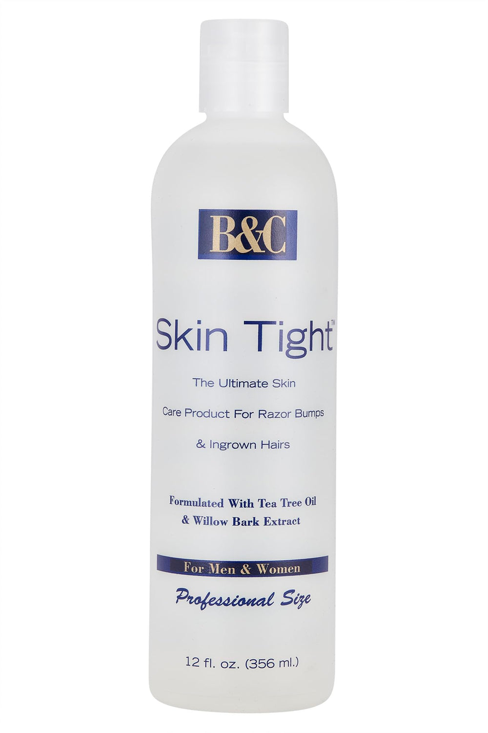 B&C Skin Tight extra strength bottle for razor bumps and ingrown hairs reduces irritation post-shave.