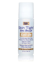 B&C Skin Tight Roll On Extrafuerza, botella, alivio suave para la piel tras el afeitado.