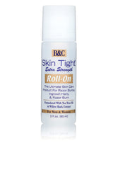 B&C Skin Tight Roll On Extrafuerza, botella, alivio suave para la piel tras el afeitado.