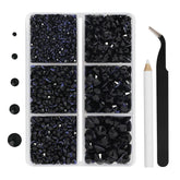 BEADSLAND hotfix rhinestones jet black packaging sorted by size for easy crafting