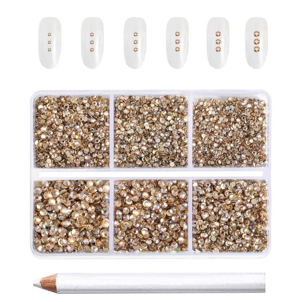 BEADSLAND caja con 7200 piedras strass doradas para uñas y manualidades