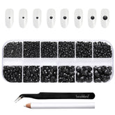 Beadsland conjunto de cristales planos negros en caja para proyectos creativos.