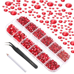 BEADSLAND cristales flatback rojos, SS8-SS10, acabado brillante para maquillaje y decoración.
