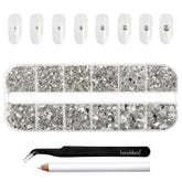 Beadsland rhinestones kit with eight sizes and grid packaging for easy selection