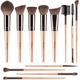 BEAKEY 12-piece vegan makeup brush set for all-in-one application with soft bristles