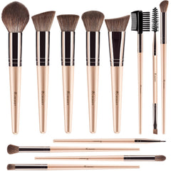 BEAKEY 12-piece vegan makeup brush set for all-in-one application with soft bristles