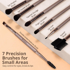 BEAKEY ergonomic wood handles provide comfortable control during makeup application