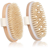 Bealihelp dry brush in hand shows ergonomic grip for precise exfoliation.
