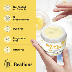 Bealions retinol cream applied to the face as part of nightly routine.