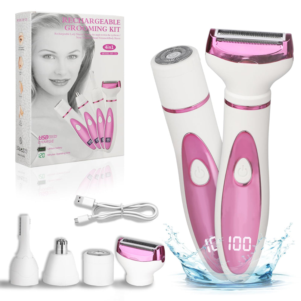 Beanify electric razor with four heads for versatile grooming on face and body
