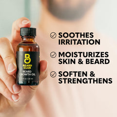 Beard Club Premium Beard Oil bottle with sandalwood and cedar aroma