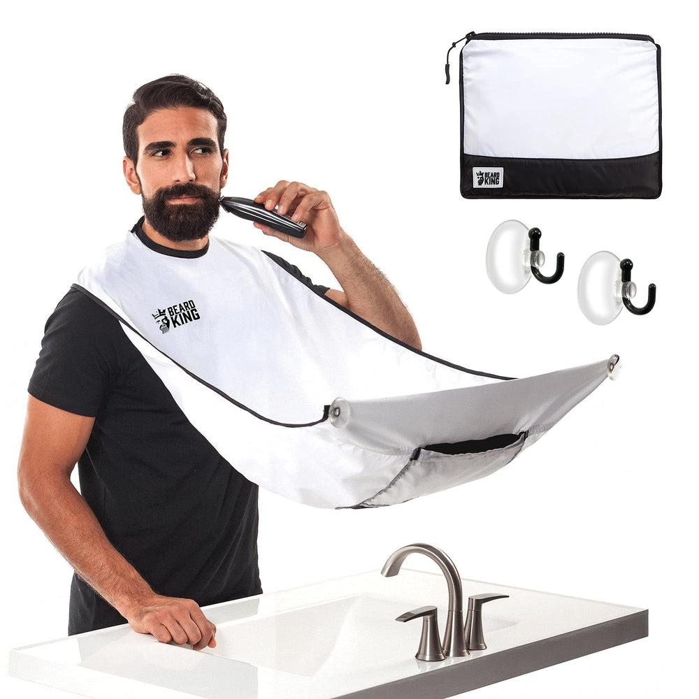 Beard King beard bib apron setup with suction cups for mess-free grooming.
