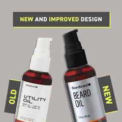Beardbrand packaging shows teakwood, sandalwood, citrus scent.