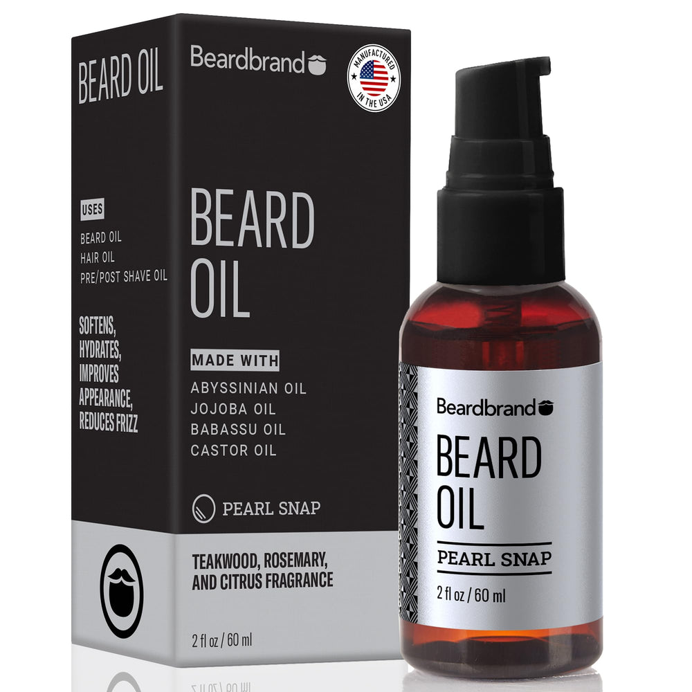 Beardbrand teakwood oil bottle softening coarse beard.