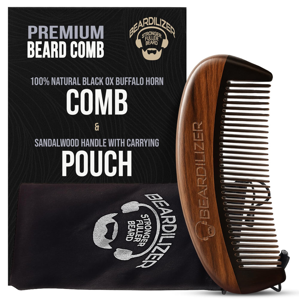 Beardilizer Premium Beard Comb with black ox horn teeth for smooth detangling