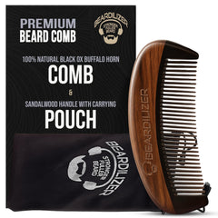 Beardilizer Premium Beard Comb with black ox horn teeth for smooth detangling