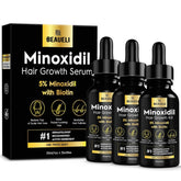 Beaueli 5% Minoxidil bottle for targeted scalp treatment.