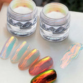 BEAUTNICE Chrome Nail Powder bottle close-up showing holographic color shift for salon finishes