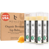 Beauty by Earth bálsamo labial orgánico, envase en EEUU, hidrata labios secos a lo largo del día.