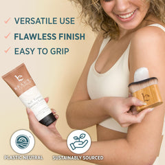 Beauty by Earth blending brush shown in action for smooth blends on skin.