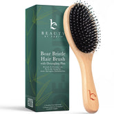 Beauty by Earth boar-bristle hair brush detangles with a glide for tangle-free hair and shine