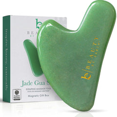Beauty by Earth Jade Gua Sha face tool for jawline sculpting and facial tension relief.