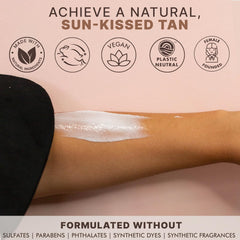 Beauty by Earth natural ingredients tanning lotion emphasizes a clean formula.