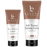 Beauty by Earth self-tanner face bottle demonstrates a natural glow.