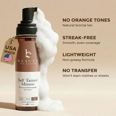 Beauty by Earth self-tanner mousse with mitt for even face and body tan