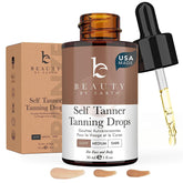 Beauty by Earth self tanning drops face bottle shows premium packaging for easy daily sunless tanning