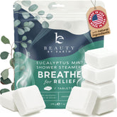 Beauty by Earth eucalyptus shower steamer packaging signals a premium spa gift
