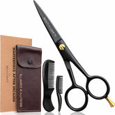 Beauty & Crafts 5in German beard scissors close-up highlights precision blades for clean trimming.