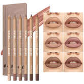 Beauty Glazed nude brown lip liner set swatch of six shades for nude perfection.