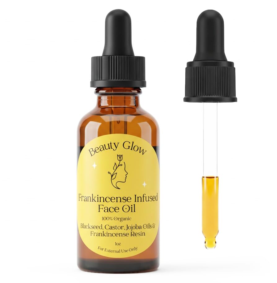 Beauty Glow botella muestra aceite infusionado de resina de incienso para hidratación suave