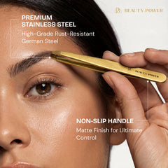 Beauty Power precision tweezers with point tips ideal for fine hairs and splinters.