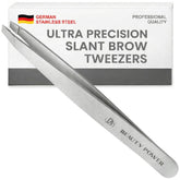 Beauty Power tweezers angled-tip close-up for precise brow shaping and gentle hair removal.