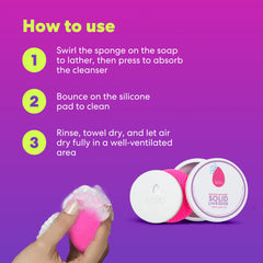 Beautyblender brush cleaned with lavender bar cleanser.