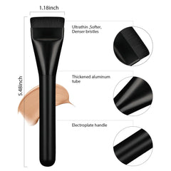 BEAUTYFACTOR Flat Foundation Brush aluminum handle close-up for durability and grip