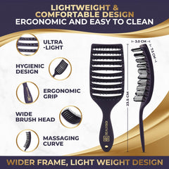 BEAUXSOI vented detangling brush smooths dry hair quickly and gently.