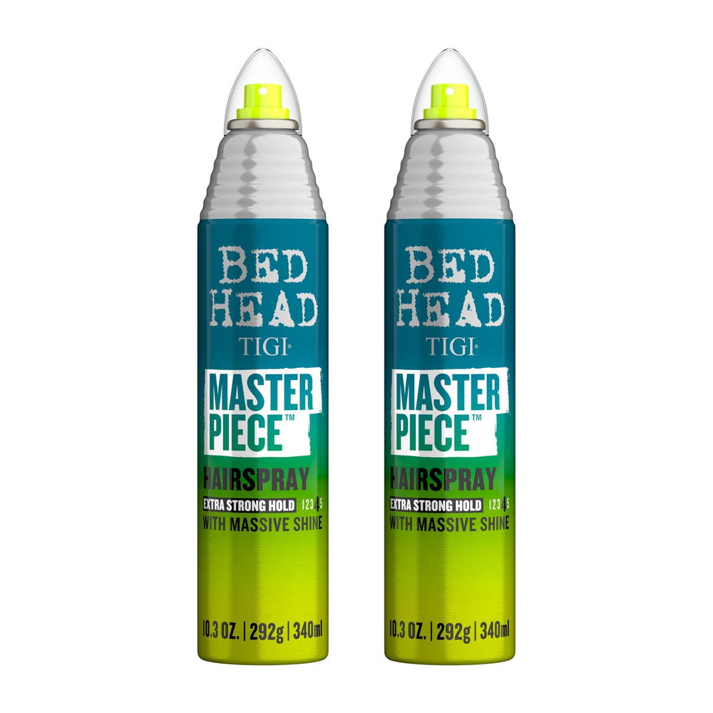 Bed Head Masterpiece Hairspray 2-pack bottle front showing strong hold and shine.