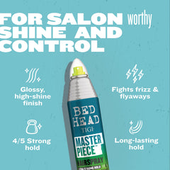 Bed Head Masterpiece Hairspray 2-pack close-up highlights glossy finish.