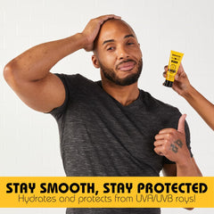 Bee Bald Smooth Plus being applied to facial skin during morning routine.