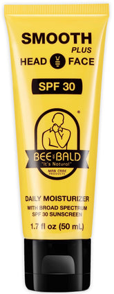 Bee Bald Smooth Plus bottle front showing SPF 30 protection for daily use.